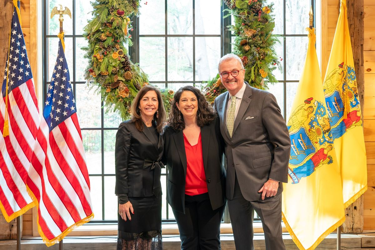 Jill Wodnick, center, with New Jersey First Lady Tammy Murphy and Gov. Phil Murphy